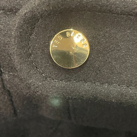 TED BAKER NEW "Cunioy" RARE Coat Funnel Neck Wool/Cashmere Blend Black Size L/12 - Picture 10 of 14